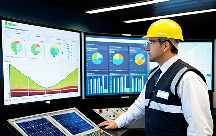 A professional male environmental engineer, in a modest business suit with a safety helmet and high-visibility vest, confidently stands in the control room of a state-of-the-art waste-to-energy facility. He is focused on large data screens displaying environmental metrics, with a subtle emphasis on clean energy production and efficient waste processing. The background features advanced machinery and spotless industrial architecture, illustrating innovation and sustainability. The scene is well-lit, captured in a professional photography style, depicting a modern, high-tech environment. Perfect anatomy, correct proportions, natural pose, well-formed hands, proper finger count, natural body proportions. Fully clothed, appropriate attire, professional dress, safe for work, appropriate content, family-friendly.