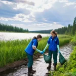 Home 5 환경보전기술자 시험 준비 방법 - **Prompt:** A group of enthusiastic young Russian volunteers, both male and female, in their early 2...