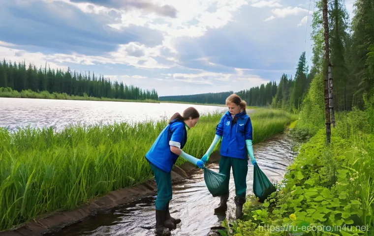 환경보전기술자 시험 준비 방법 - **Prompt:** A group of enthusiastic young Russian volunteers, both male and female, in their early 2...