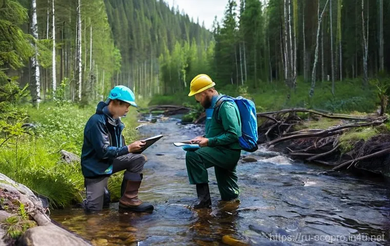 환경보전기술자 자격증 공부 자료 - **A dedicated young Russian female student, aged around 18-20, is deeply engrossed in studying ecolo...