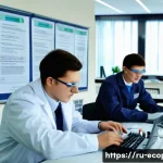 Home 12 환경보전기술자 자격 취득 시험 일정 - A professional certification exam scene for environmental technology specialists in Russia, showing ...