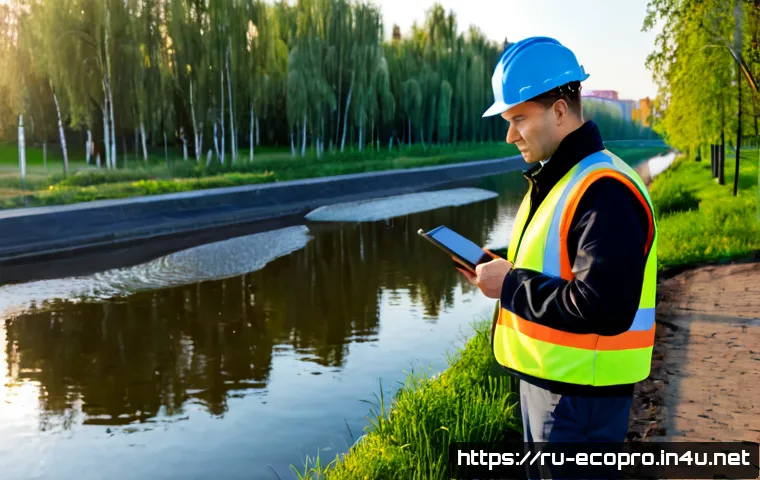 환경보전기술자 커리어 개발 경로 - Photorealistic environmental conservation engineer career development scene in a modern Russian city...
